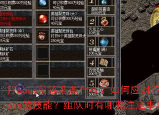 打boss前该准备什么?如何应对不同boss的技能?组队时有哪些注意事项? 打boss前该准备什么?如何应对不同boss的技能?组队时有哪些注意事项?