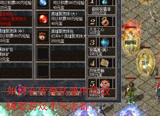 如何在传奇私服中高效赚取游戏币与装备? 如何在传奇私服中高效赚取游戏币与装备?
