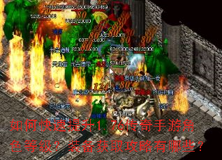 如何快速提升1.76传奇手游角色等级?装备获取攻略有哪些? 如何快速提升1.76传奇手游角色等级?装备获取攻略有哪些?
