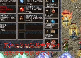 开热血传奇私服需要多少启动资金与运营成本? 开热血传奇私服需要多少启动资金与运营成本?